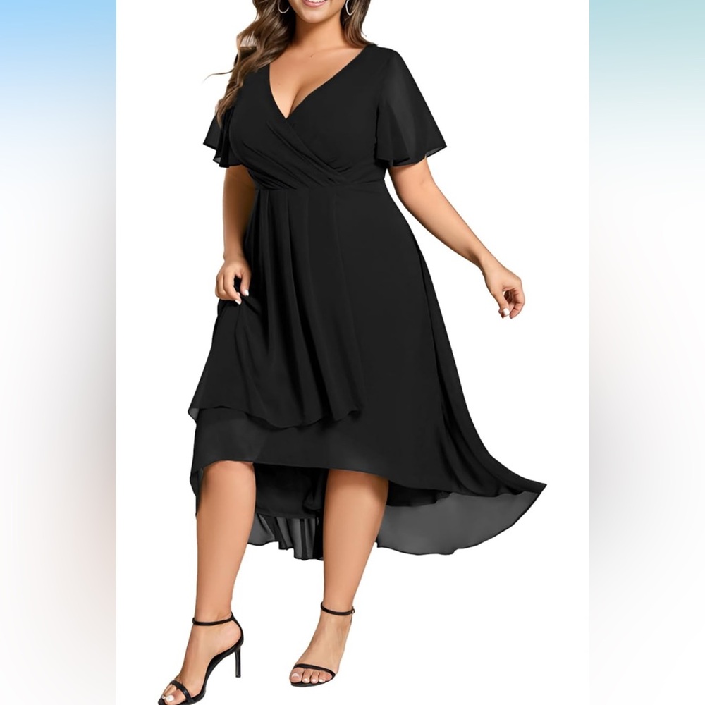 Ever-Pretty Women's A Line Curvy Pleated Chiffon Plus Size Formal Dress